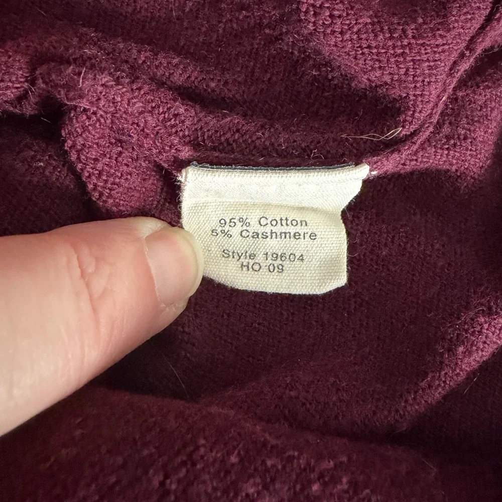 J. Crew Cashmere Cotton Blend V-Neck Sweater in Maroon Men’s Medium